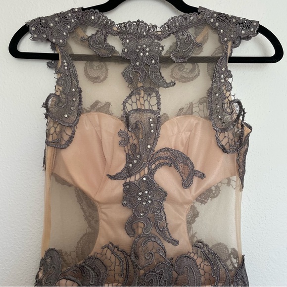 Dave & Johnny Sleeveless Mesh Lace Mini Dress Size 1/2 - Picture 7 of 14